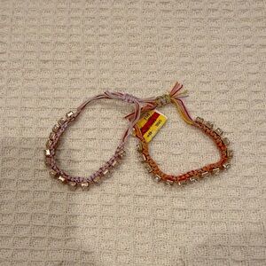 Handwoven Beaded Friendship Bracelets — Pink & Orange